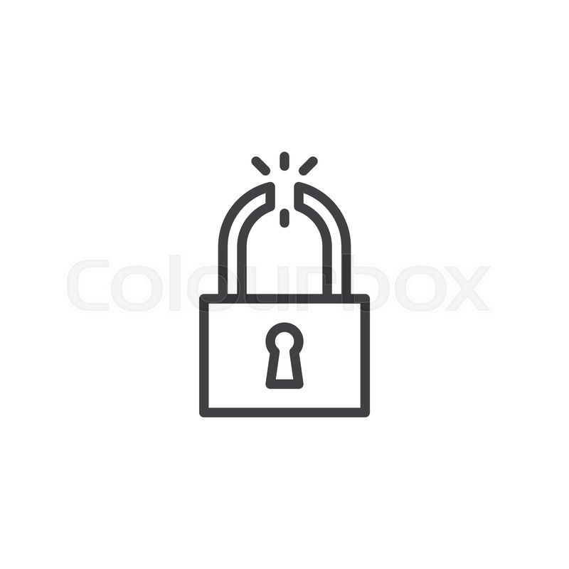 800x800 Broken Padlock Outline Icon Linear Stock Vector Colourbox