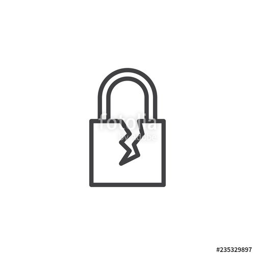 500x500 Broken Padlock Outline Icon Linear Style Sign For Mobile Concept