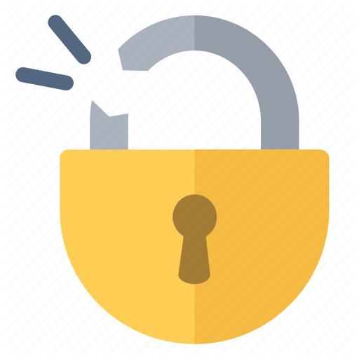 512x512 Broken, Padlock, Round, Security, Yellow Icon