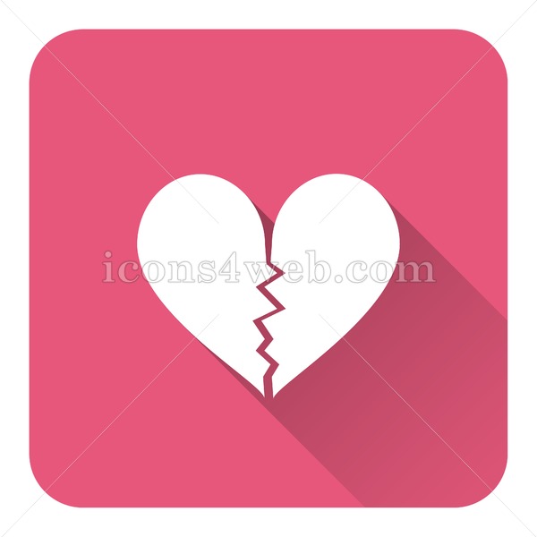 600x600 Broken Heart Flat Icon With Long Shadow Vector