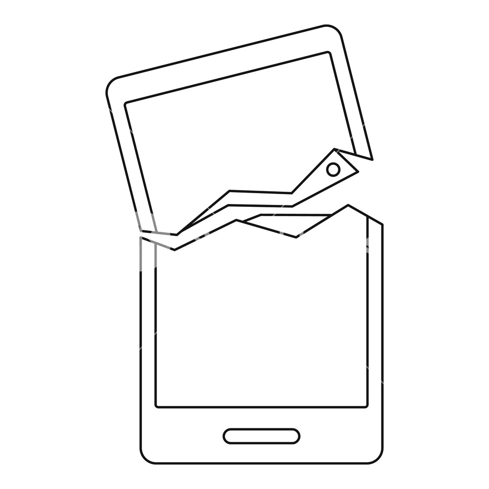 1000x1000 Broken Phone Icon Outline Illustration Of Broken Phone Vector