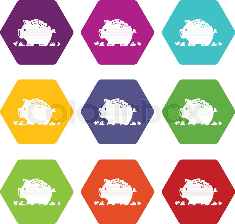 Broken Piggy Bank Icons Set Coloful Stock Vector Colourbox 800x764 Broken Piggy Bank Icons Set Coloful Stock Vector Colourbox