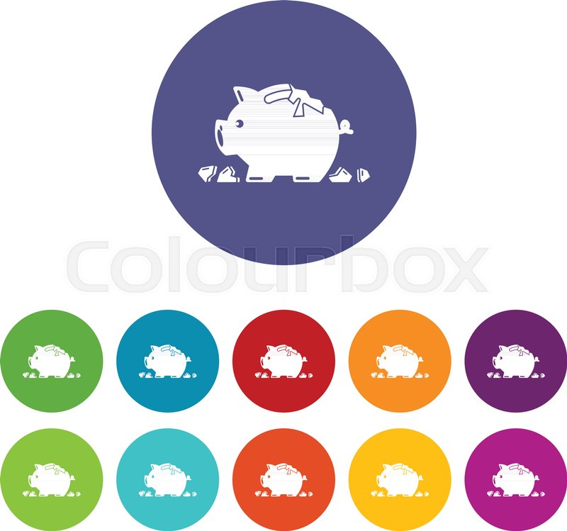 Broken Piggy Bank Icons Color Set Stock Vector Colourbox 800x749 Broken Piggy Bank Icons Color Set Stock Vector Colourbox