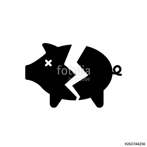 Broken Piggy Bank Silhouette Icon Clipart Image Isolated On White 500x500 Broken Piggy Bank Silhouette Icon Clipart Image Isolated On White