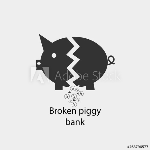 Broken Piggy Bank Vector Icon Solid Grey 500x500 Broken Piggy Bank Vector Icon Solid Grey