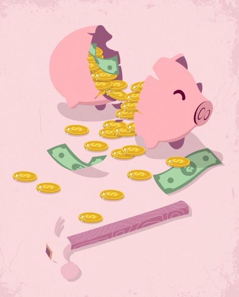 Savings Concept Background Broken Piggy Bank Money Icons Free 483x600 Savings Concept Background Broken Piggy Bank Money Icons Free