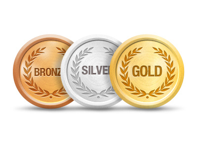 400x300 Gold, Silver, Bronze Awards Icons
