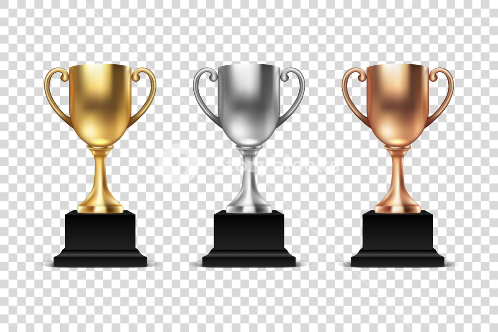 1000x666 Vector Blank Golden, Silver And Bronze Champion Cup Icon Set