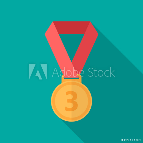500x500 Bronze Medal Icon With Long Shadow Flat Design Style Bronze