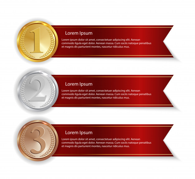 626x576 Champion Gold, Silver And Bronze Medal With Red Ribbon Icon Sign