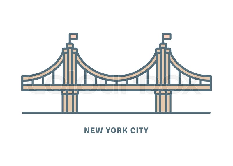 800x572 New York City Line Icon Brooklyn Stock Vector Colourbox
