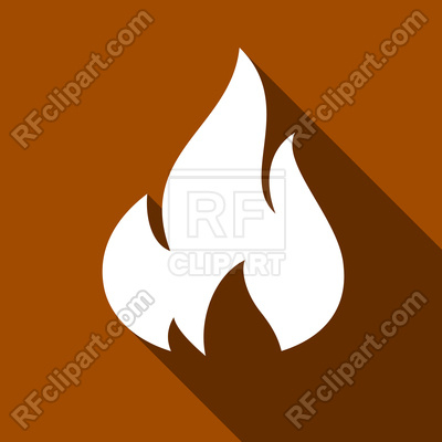 400x400 Fire White Icon With Shadow On Brown Background Vector Image