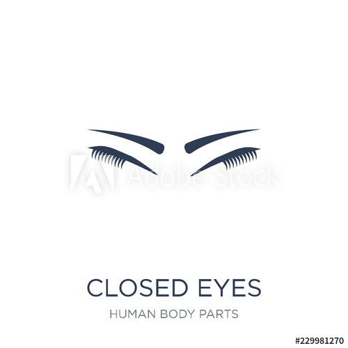 500x500 Closed Eyes With Lashes And Brows Icon Trendy Flat Vector Closed