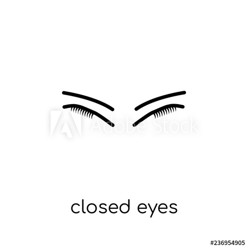 500x500 Closed Eyes With Lashes And Brows Icon Trendy Modern Flat Linea
