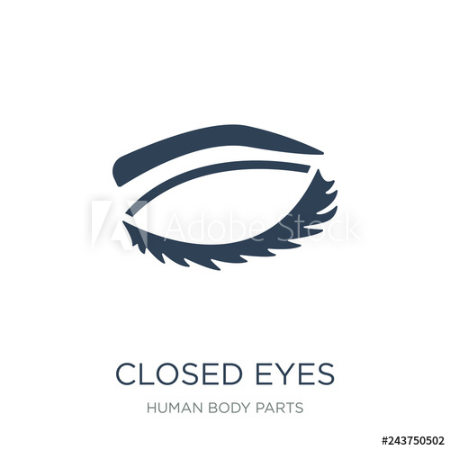 500x500 Closed Eyes With Lashes And Brows Icon Vector On White Backgroun