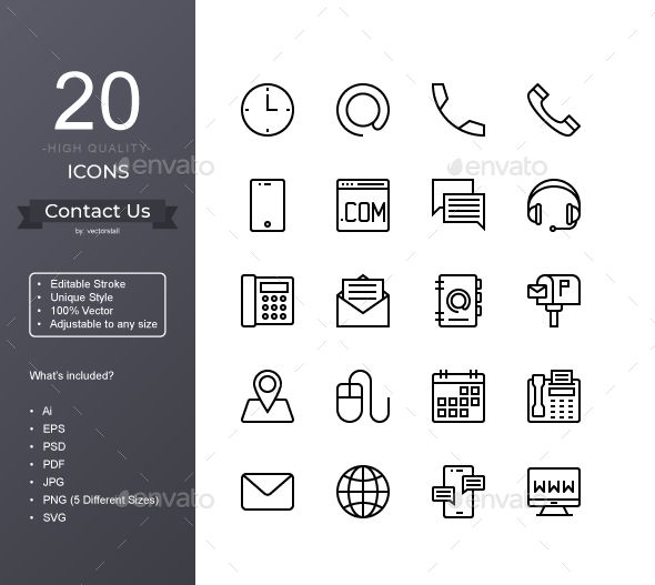 590x527 Contact Us Fully Customisable Set Of Icons