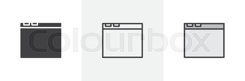 800x267 Browser Window Icon Line, Glyph And Stock Vector Colourbox