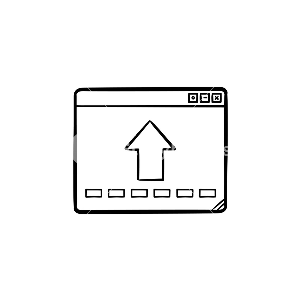 1000x1000 Browser Window With Arrow Up Hand Drawn Outline Doodle Icon