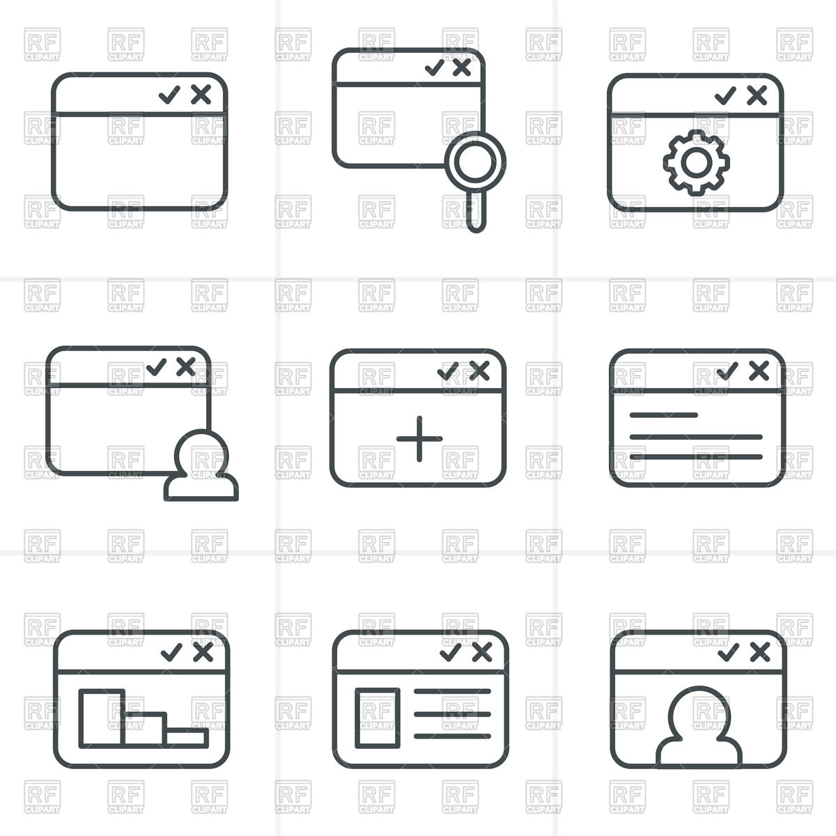 1200x1200 Web Browser Window Icon Set Vector Image Of Icons And Emblems
