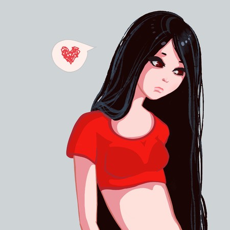 450x450 Sad And Lonely Brunette Girl Vector Icon Royalty Free Vector