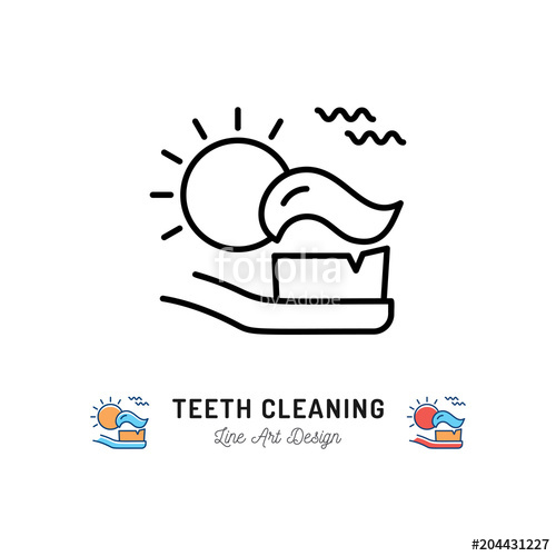 500x500 Brushing Teeth Morning, Toothbrush With Toothpaste And Sun Icon