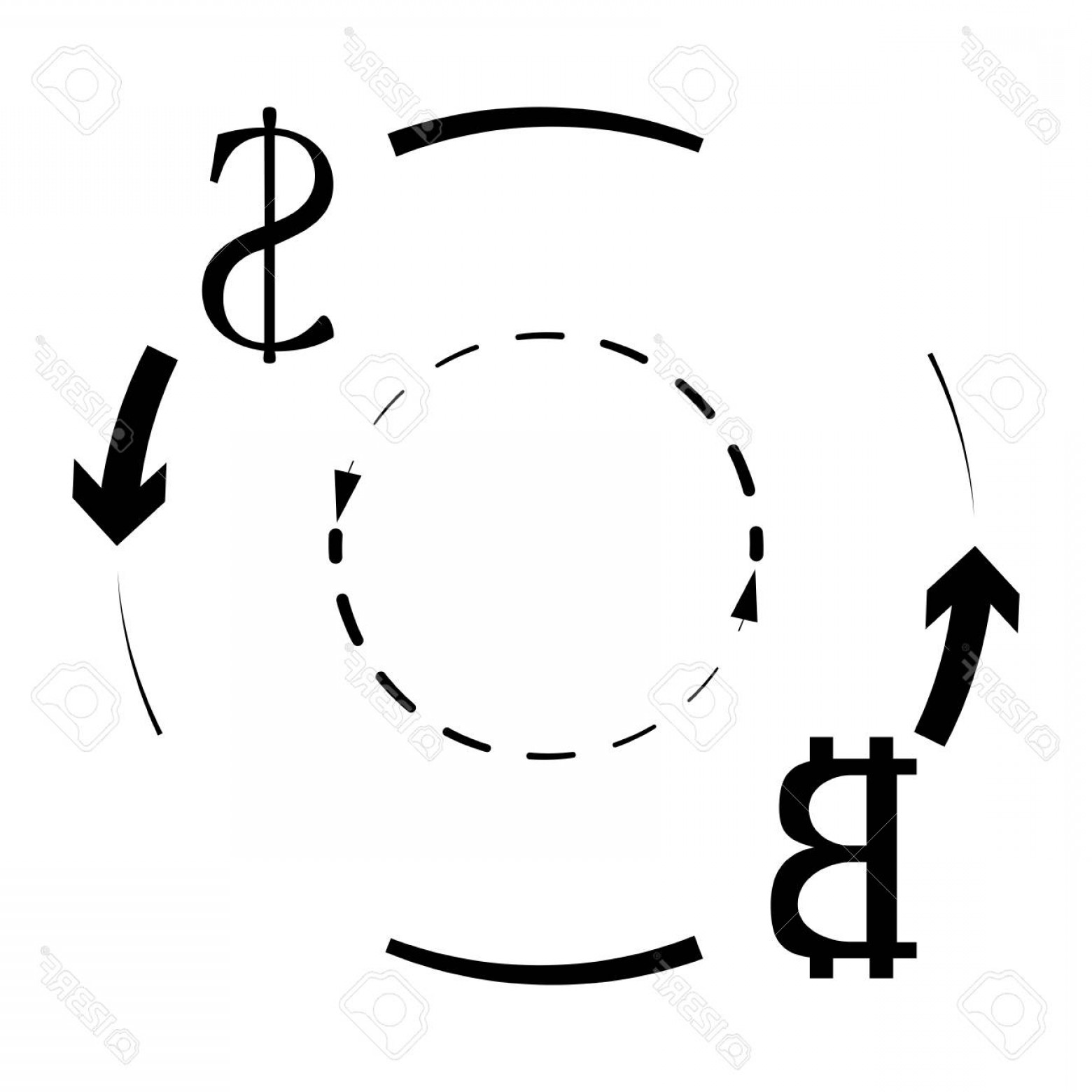 1560x1560 Photostock Vector Dollar And Bitcoin Currency Exchange Converter