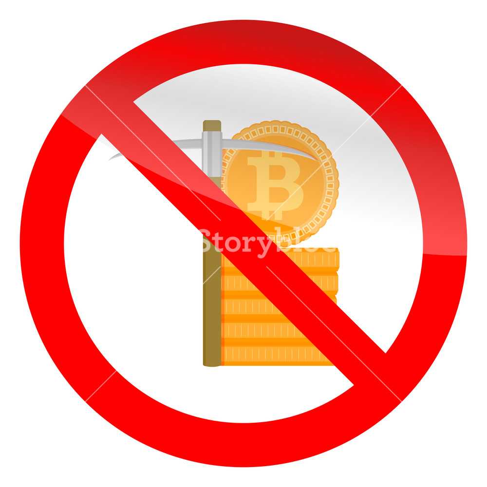 1000x1000 Stop Mining Icon Ban Mine, Forbidden Btc, No Pick Axe Vector
