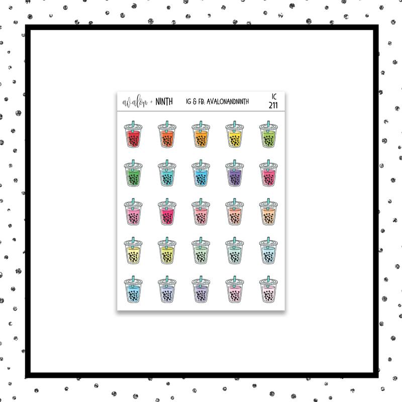 800x800 Boba Or Bubble Tea Icon Stickers Planner Stickers Icon