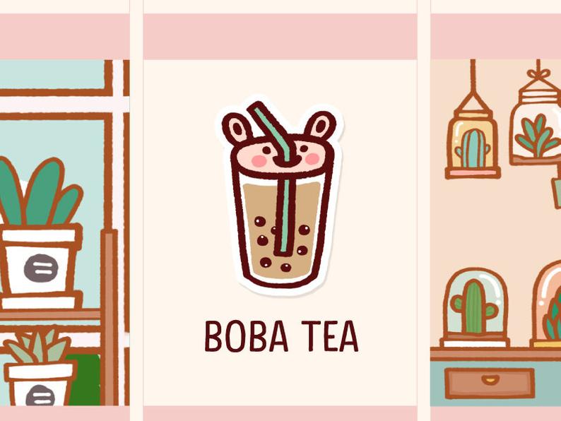 794x596 Cute Boba Tea Stickerskawaii Bubble Tea Stickers Drinks Etsy