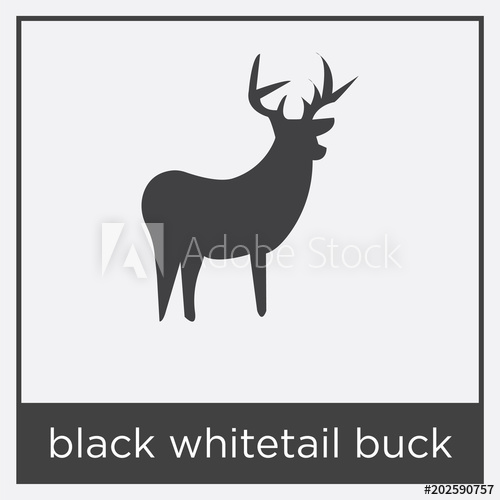 500x500 Black Whitetail Buck Icon Isolated On White Background