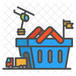 256x256 Design, Shop, Shoping, Helicopter, Truck, Bucket Icon Of Colored