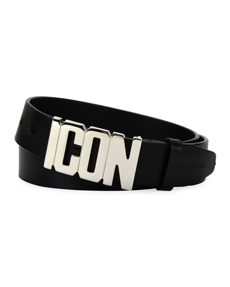 456x570 Men's Leather Icon Buckle Belt