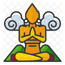 256x256 Buddha Icon Of Colored Outline Style