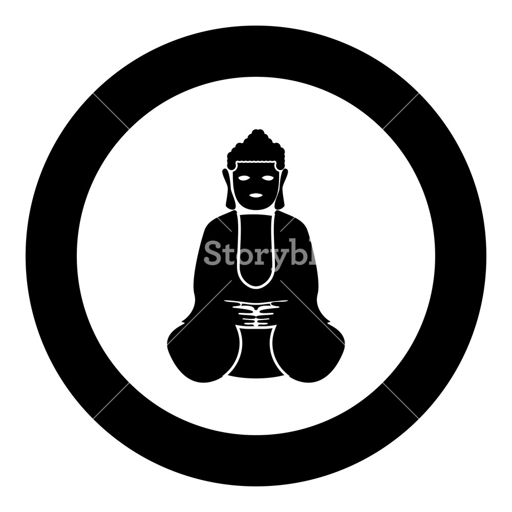 1000x1000 Buddha Icon Black Color In Circle Round Vector Illustration