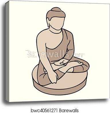 382x390 Sitting Buddha Icon In Cartoon Style Isolated On White Background