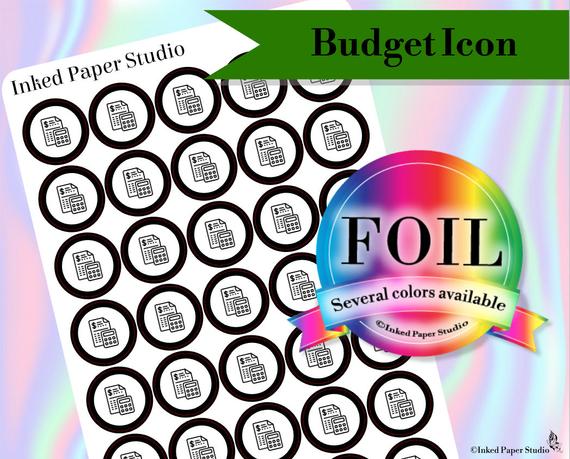570x459 Budget Icon Stickers Foiled Stickers Reminder Finances Etsy