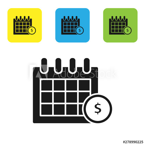 500x500 Black Financial Calendar Icon Isolated On White Background Annual