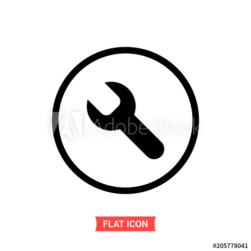 500x500 Spanner Vector Icon, Build Symbol Flat Sign Illustration For Web