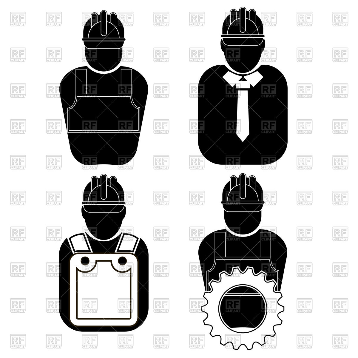 1200x1200 Builder Icon Set Isolated On A White Background Vector Image