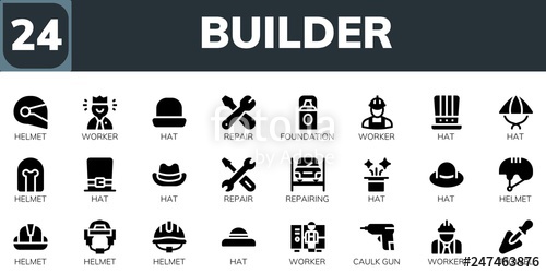 500x250 Builder Icon Set Stock Image And Royalty Free Vector