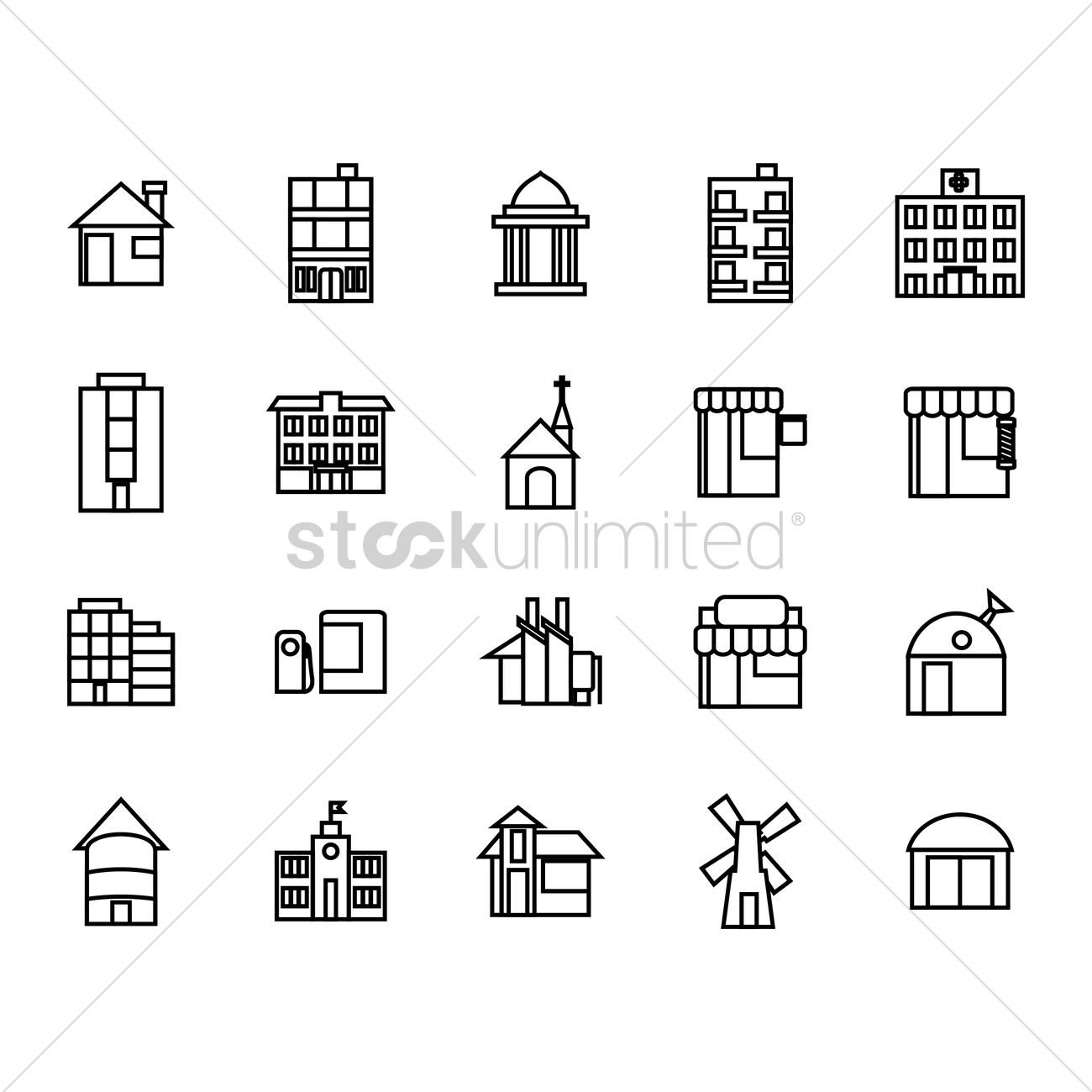 Building Icon Pack Vector Image 1300x1300 Building Icon Pack Vector Image