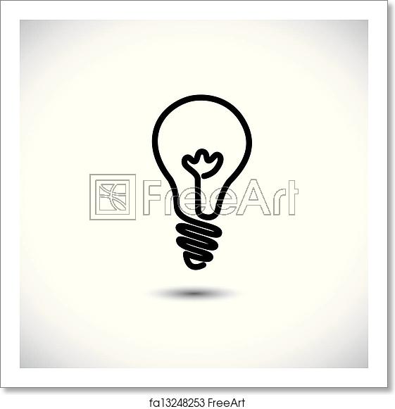 561x581 Free Art Print Of Incandescent Simple Black Line Light Bulb Icon