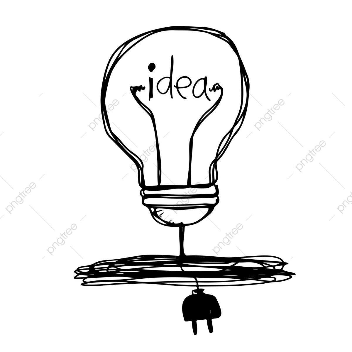 1200x1200 Hand Drawn Light Bulb Icon, Abstract, Black, Blank Png And Vector