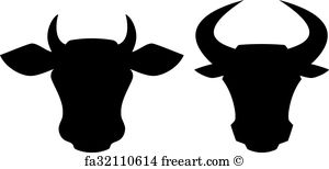 300x154 Free Art Print Of Cow And Bull Head Collection A Clip Art
