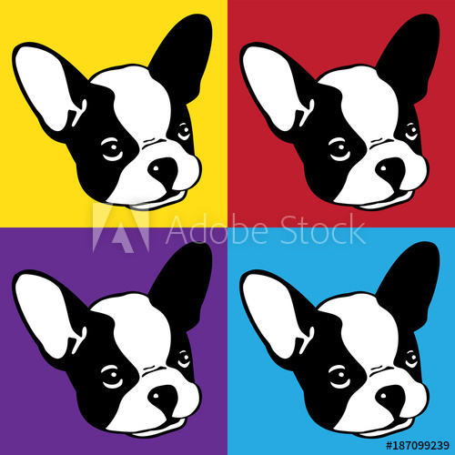 500x500 Dog Vector French Bulldog Icon Logo Face Head Pop Art Cartoon