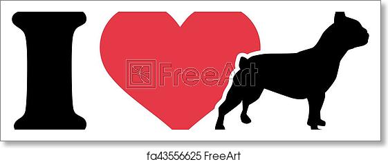 561x235 Free Art Print Of I Love French Bulldog Icon Freeart