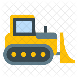 256x256 Bulldozer Icon Of Flat Style