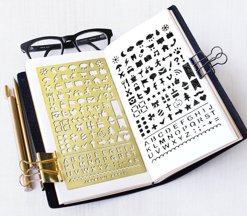 794x695 Bullet Journal Stencil Planner Stencil Useful Icons Stencil Etsy