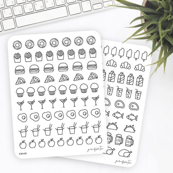 570x570 Food Stickers Food Icons Icon Stickers Bullet Journal Etsy