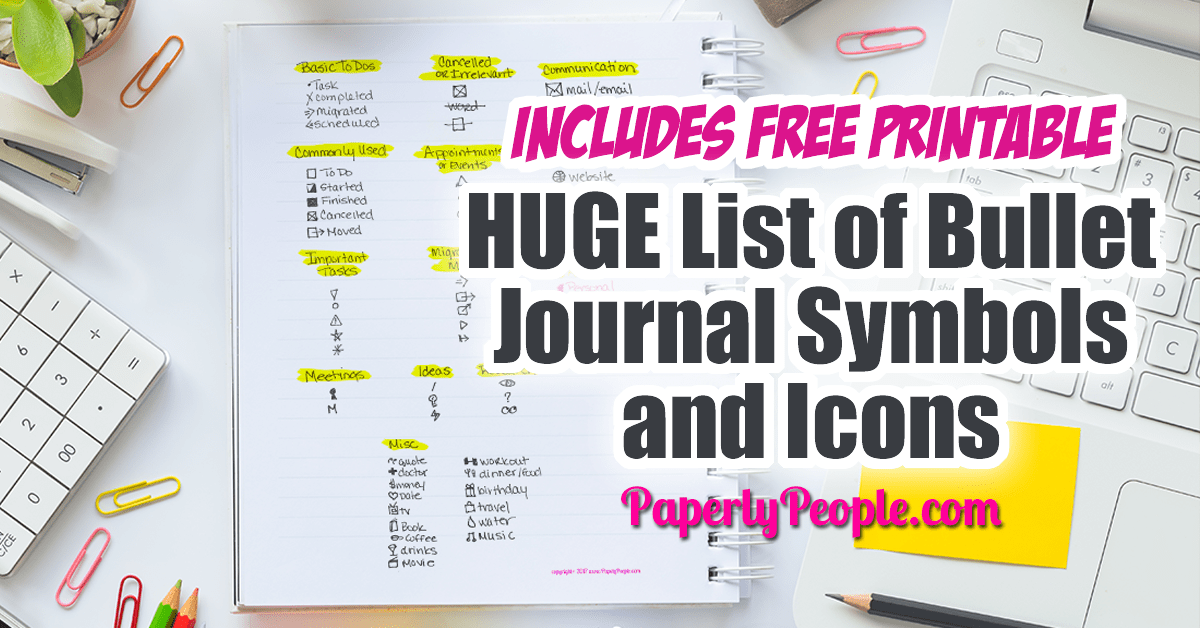1200x628 Huge List Of Bullet Journal Symbols And Icons Paperly People